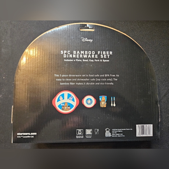 Star Wars Be A Rebel BB8 Dinnerware Set Bamboo Fiber 5 pc Kids Plate - Picture 2 of 5